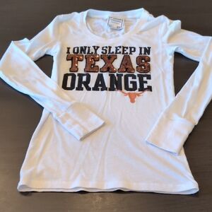 PINK Victoria's Secret White Long Sleeve with Texas Orange Graphic XS